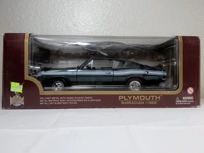 Road Legends 1969 Plymouth Barracuda 383 diecast 1:18 verde con rayas #92178 Foto 1 de 4