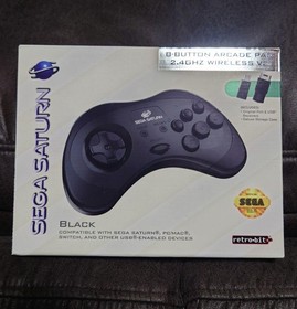 Sega Saturn Wireless Controller 8-Button Arcade Pad V2 Black for PC/MAC