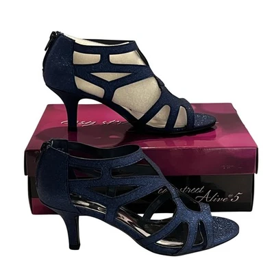 Sapatos de festa Easy Street Alive 5 azul marinho glitter salto elegante tamanho 9,5W - Imagem 1 de 4