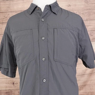 ExOfficio Shirt Mens XL Gray Nylon Vented Fishing Hiking Travel Button Front - Image 1 of 4