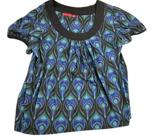Elle Blue & Black Feather Tear Drop Design Blouse. Women's - Size XL - Picture 1 of 7