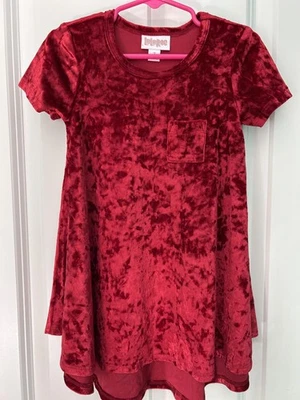 Vestido de terciopelo rojo Lula Roe talla 2 para niñas Foto 1 de 4