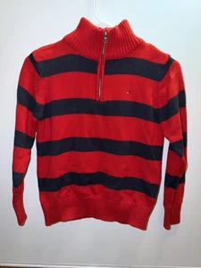 Boy’s Size SP (8/10)  Tommy Hilfiger Red Zip Knit Mock Neck Sweater - Picture 1 of 4