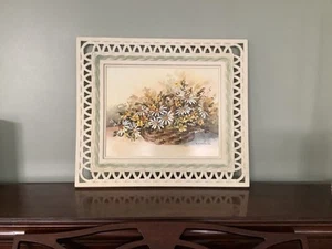 Homeco Boho Shabby Chic Lattice Framed Art E Carpenter Plastic - Picture 1 of 11