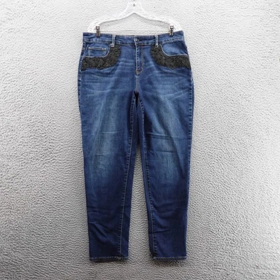 Pantalones de mezclilla Chicos platino relajados al tobillo talla 2 EE. UU. 12 azules para mujer de encaje con cuentas elásticas Foto 1 de 4