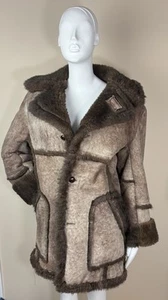 Vintage 70s Cooper Genuine Shearling Leather Fur Coat Made In USA Size 42 EUC - Picture 1 of 11