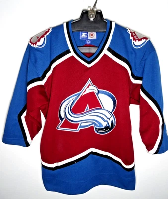 Camiseta deportiva vintage Colorado Avalanche Starter para jóvenes niños pequeña mediana años 90 NHL hockey Foto 1 de 4