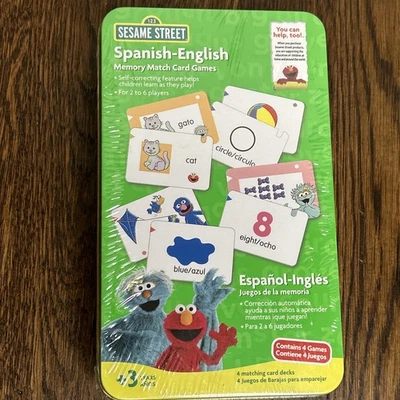 Sesame Street Spanish English Memory Match Card Games Age 3+ Contains 4 Games - Image 1 of 2