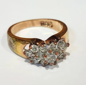 RSC Anillo Tono Dorado Bisutería Estrás Transparente Estilo Compromiso Talla 6 - Imagen 1 de 5