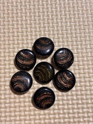 Showa Retro Geological Pattern Resin Buttons Gold Plated 18mm Used - Image 1 of 3