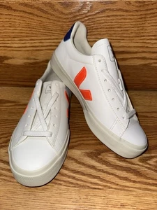 Rara sneaker Veja Campo bianca arancione pelle stile di vita casual quotidiana stringata taglia 7 - Foto 1 di 9