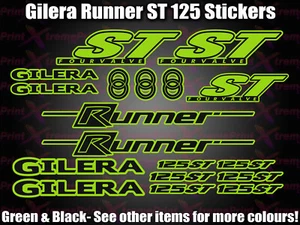 Gilera Runner ST 125 Aufkleber/Aufkleber Set *GRÜN & SCHWARZ* 4-TAKT 4 VENTIL ST - Bild 1 von 7