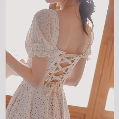 Mujeres Sexy Traje de Baño Traje de Baño Manga Abullonada Vestido de Natación Lunares Una Pieza Vendaje Foto 1 de 4