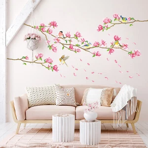 Decowall SG-2117 Pink Magnolia Branch Wall Stickers Living room Removable Decor - Picture 1 of 8