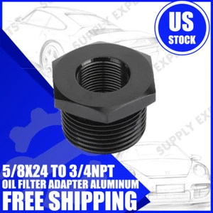 5/8x24 to 3/4NPT Threaded Adapter Aluminum Automotive Oil Filter Adapter Barrel - Picture 1 of 8