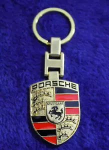 2 Sided Porsche Key Ring Key Chain Accessory Crest Fob - Picture 1 of 6