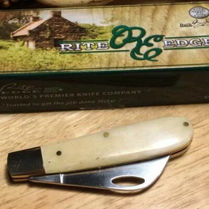 Rite Edge Natural Smooth Bone Folding  Pruner 2 3/4" Pocket Knife  211497BO - Picture 1 of 5