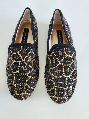Mocasines planos Steven by Steven Madden 6M Madee-R sin cordones negros dorados pedrería Foto 1 de 4