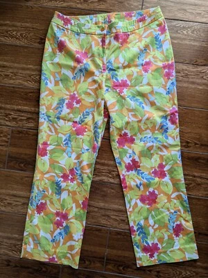 Sigrid Olsen Sport Womens Multicolor Floral Mid Rise Straight Leg Pants 8 - Image 1 of 4