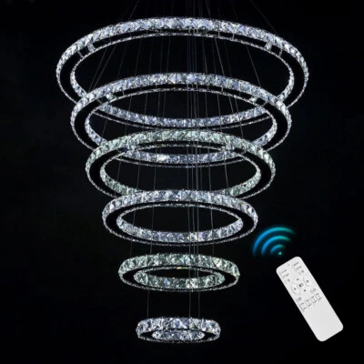 Large Chandelier Lighting 6 Rings Crystal Pendant Lighting Luxury Ceiling Lights - Image 1 of 4