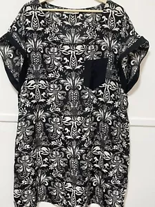 Estelle Plus Size 20 Black & White Sleeveless Blouse Top With Front Pocket Polye - Picture 1 of 9