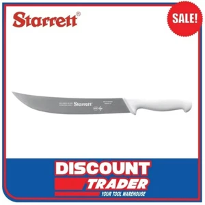 Starrett BKW205-10 Butcher Steak Knife 10" 250mm White Handle Wide Curved 01052 - Picture 1 of 2