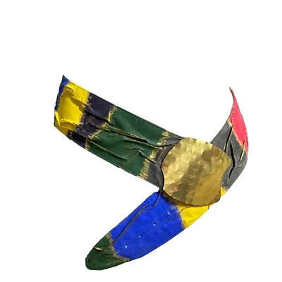 Y2K Art To Wear Wide Bright Hammered Brass Buckle Gold Thread OOAK Statement - Image 1 of 4