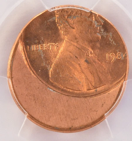 1984 PCGS 1c Lincoln Cent Struck 35% Off-Center @ K-1 MS65 Red Cover