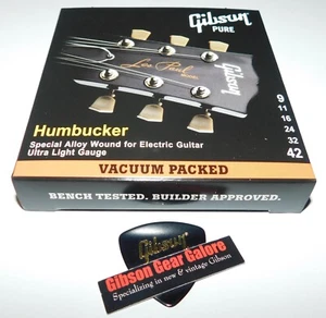 Cuerdas de guitarra Gibson Les Paul 9/42 Humbucker calibre ligero piezas de aleación personalizadas nuevas de stock - Imagen 1 de 3