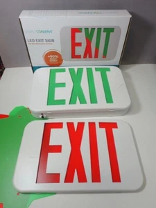 LED Wall Exit Sign Two Color Green Red Energy Savings Emergency Battery Backup - Picture 1 of 19