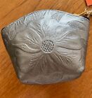 Silver Leather Embossed Coin Purse