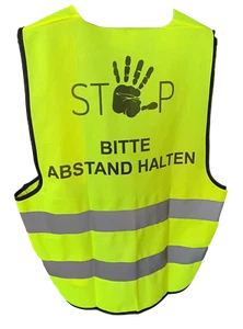 Sicherheitsweste Warnweste bedruckt mit Bitte Abstand halten - Picture 1 of 1