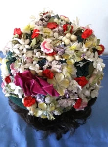 Salvage millinery flowers Marshall Fields Vtg hat - Picture 1 of 7