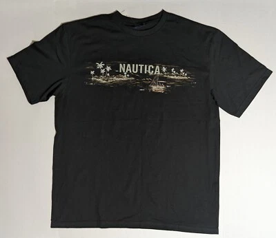 NUEVO CON ETIQUETAS Camiseta Para Hombres Nautica Hawaiana Negra Gráfica Talla XL - Extra Grande Nueva Con Etiquetas Foto 1 de 4