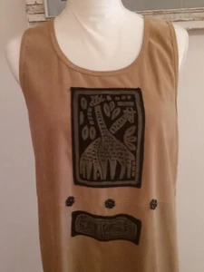 Maxi Vestido Vintage Nina Piccalino Talla 12 Arte para Usar Bronceado Jirafas  - Imagen 1 de 6