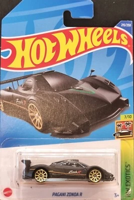 Hot Wheels 2022 Pagani Zonda R Matte Black #215 HW Exotics 7/10 New Long Card - image 1 of 4