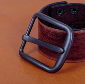 Alloy Pin Single Prong Clip Rectangular Buckle for Men Leather Belt Spare 4cm - Picture 1 of 10