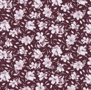 Meadow At Dusk Burgundy Flower Toss Fabric 5535 by the half yard - Picture 1 of 4