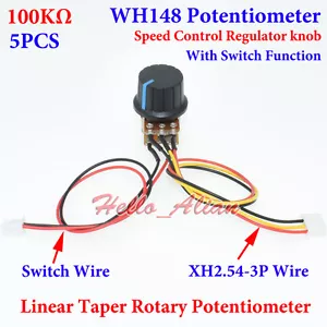 5 STCK. 100K B100K OHM Linear Kegel Drehpotentiometer 100KB Topfknauf mit Schalter - Bild 1 von 3