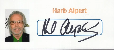 HERB ALPERT HAND SIGNED 3x8 PHOTO+COA            LEGENDARY TRUMPET PLAYER Cover