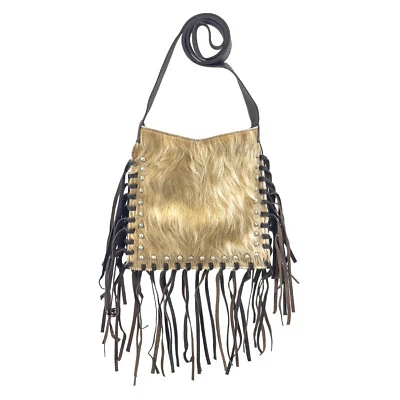 Bolso Bandolera American West Mujer Vaquera con Flecos 10 pulgadas Cuero Tostado Pelo OS Foto 1 de 2
