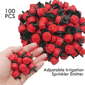 100pcs Micro Flow Dripper Drip Head Garden Hose Sprinklers Adjustable Irrigation - Picture 1 of 12