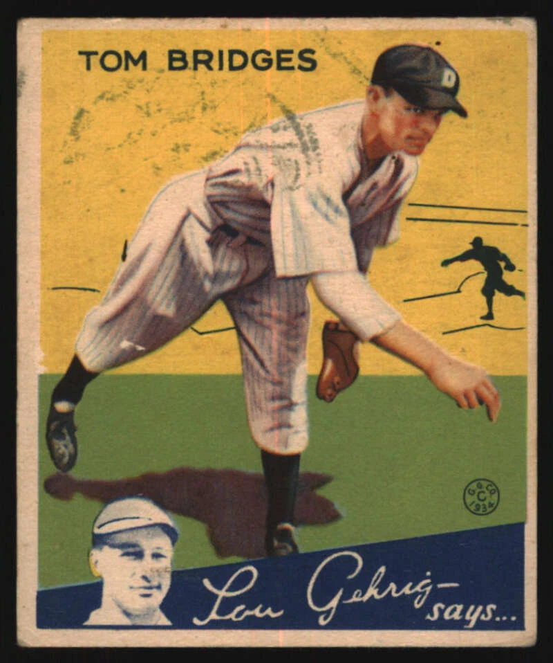 1934 Goudey #44 Tommy Bridges POOR Tigers 576065 - Image 1 of 2