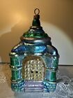 Vtg Radko Ornament Glass Blue Green Sand Castle House Temple Church 7 Inches