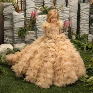 Girl Princess Dress Lace Flower Dresses Cute Baby Birthday Party Dress Dress - Picture 1 of 26