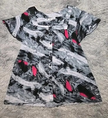 Cato 女式雪纺上衣,尺寸 20/22W,艺术穿波西米亚手风琴褶饰,全新无标签 — 第 1/4 张图片