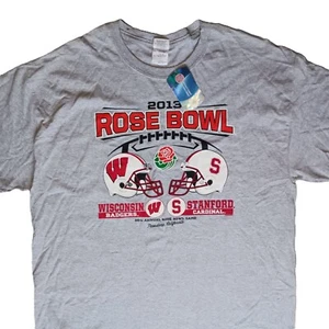 Rose Bowl Wisconsin Badgers vs Stanford Cardinal 2013 Mens T Shirt Size XL Gray - Picture 1 of 4