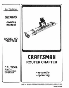Router Operator Instruction Manual Fits 1991 Craftsman Router Crafter 720.25251 - Picture 1 of 2