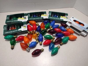 Lot of 52 Multicolor C-7 Bulbs/Lamps Christmas Light Bulbs Tested - Picture 1 of 6