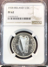 1928 IRELAND SILVER 1/2 CROWN IRISH HUNTER HORSE NGC PF 62 RARE BEAUTIFUL COIN
